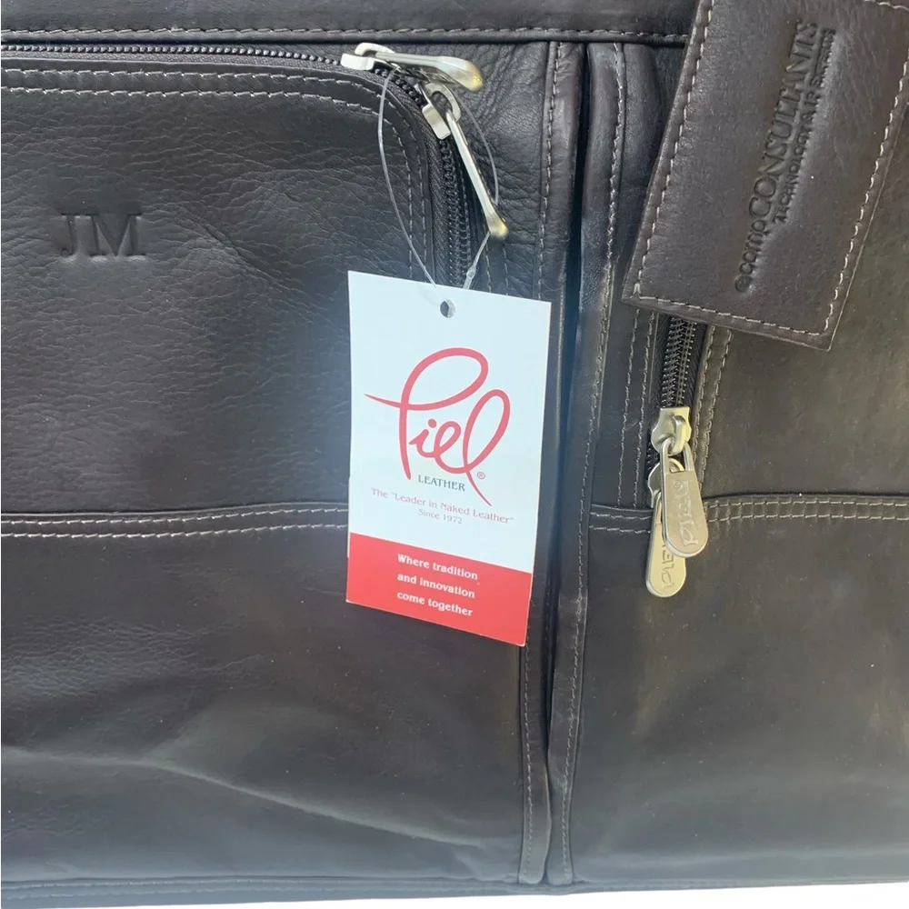 Piel Leather Briefcase  Dark Brown